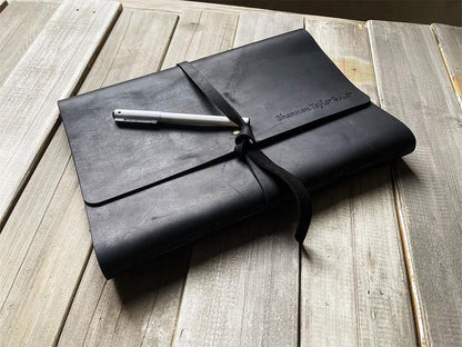 Personalized Black Leather Wrap Journal