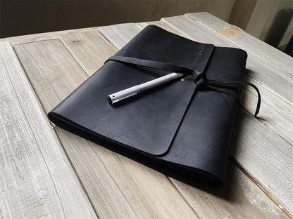 Personalized Black Leather Wrap Journal