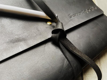 Personalized Black Leather Wrap Journal