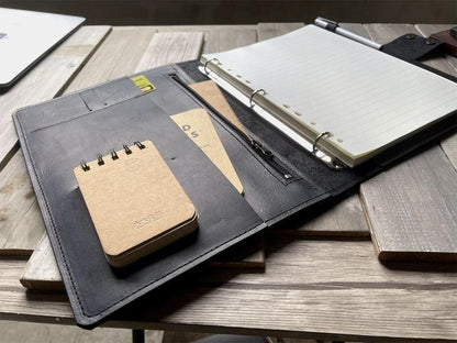 Personalized Black A4 Leather Journal