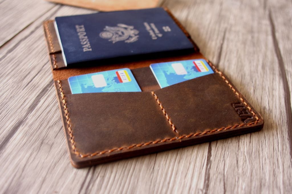 Engraved Passport Holder Leather Sleeve