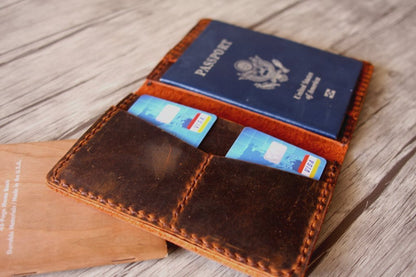 Engraved Passport Holder Leather Wallet