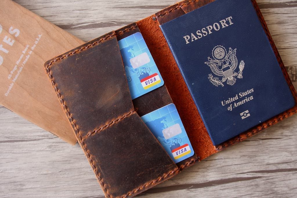Engraved Passport Holder Leather Wallet