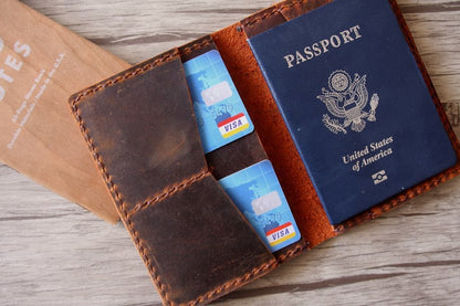Engraved Passport Holder Leather Wallet