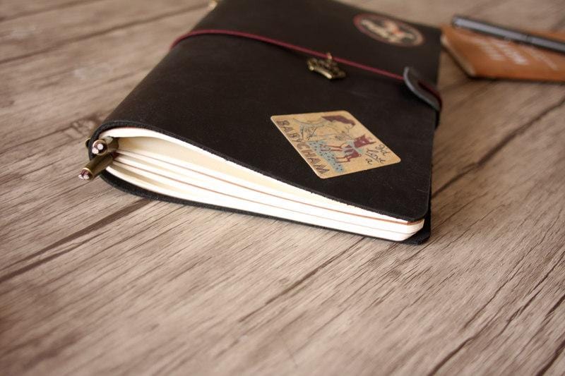 Embossed Leather Moleskine Travel Journal Notebook Cover