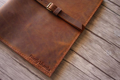 Custom Embossed Brown Leather Portfolio Holder
