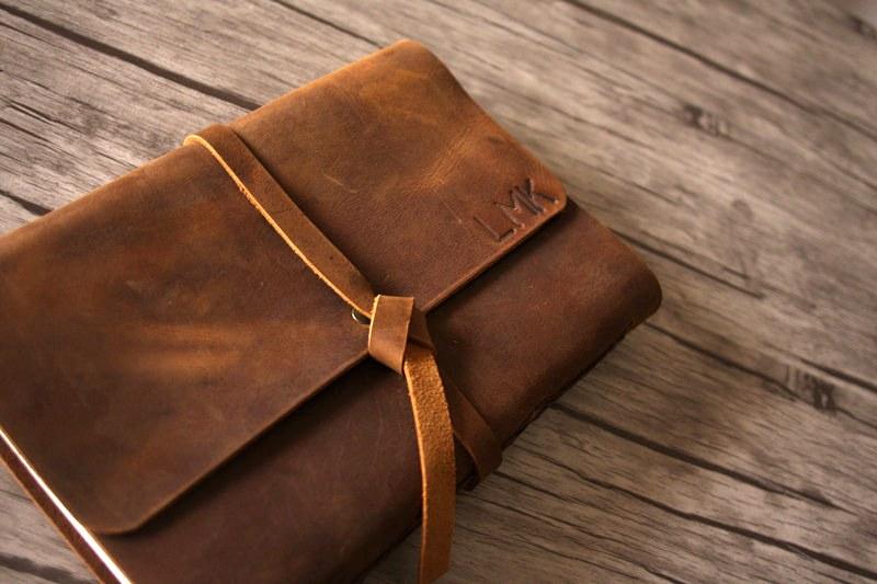 Embossed Brown Leather Retirement Guest Book