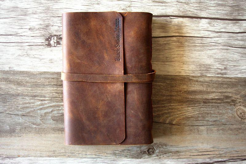 Old Looking Leather Rustic Celebration of Life Guest Book Photo Album