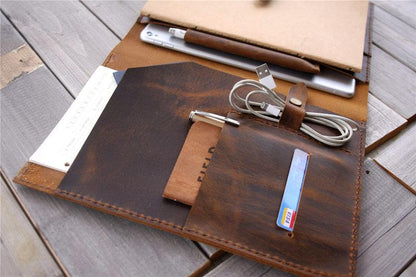 Custom Leather Portfolio Rustic Brown