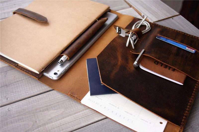 Custom Leather Portfolio Rustic Brown