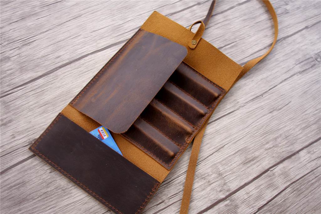 Handmade Leather Pencil Bag Holder Tool Case Roll