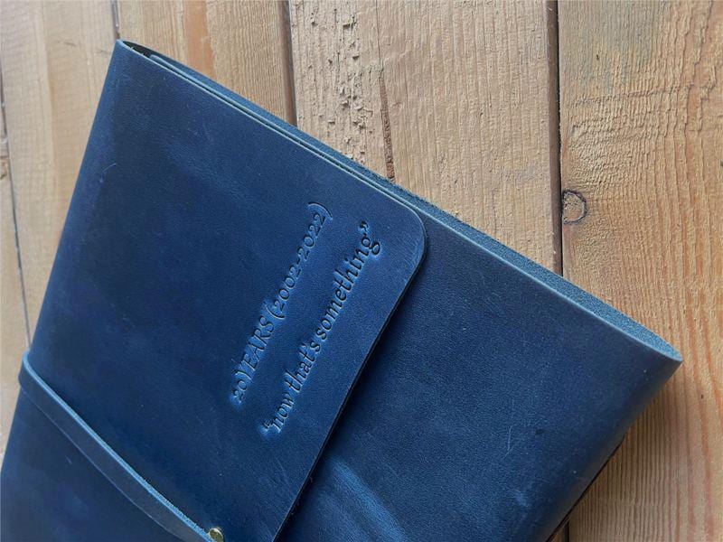 Custom Blue leather Bound Journal