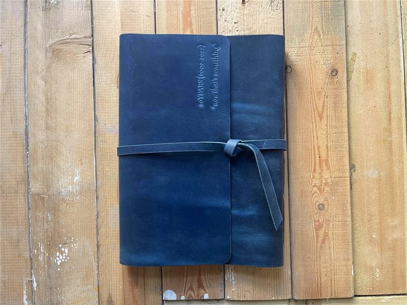 Custom Blue leather Bound Journal