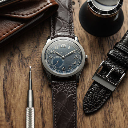 Durbuy Ostrich Leg Handmade Leather Watch Strap - Gloss Chocolate Brown