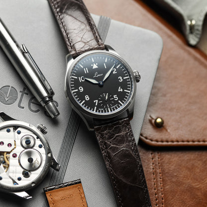 Durbuy Ostrich Leg Handmade Leather Watch Strap - Gloss Chocolate Brown