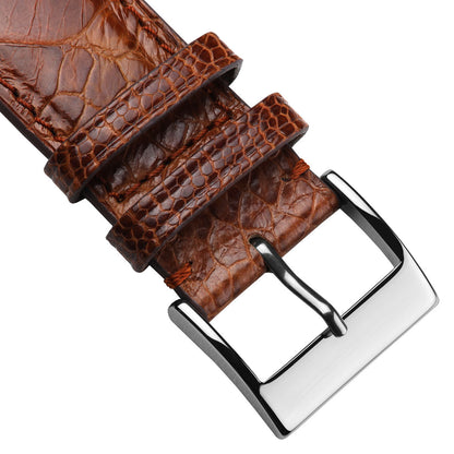 Durbuy Ostrich Leg Handmade Leather Watch Strap - Gloss Cognac Brown