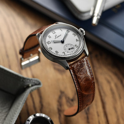 Bracelet pour montre en cuir fait main avec jambe d'autruche Durbuy - Cognac brillant élégance