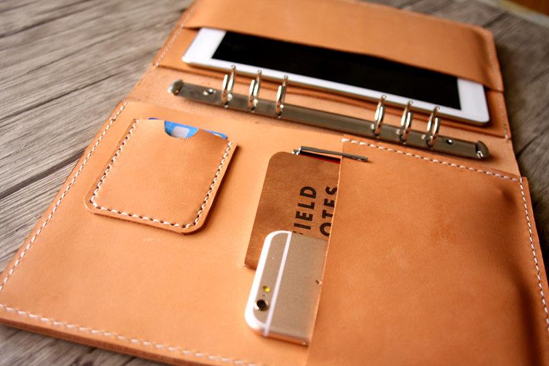 Personalized Italian Leather Ring Binder Portfolio