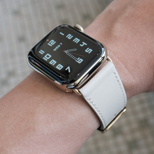 Élégant bracelet en cuir de luxe pour Apple Watch - Sabbia