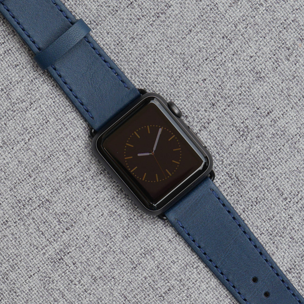 Band für Apple Watch aus edlem Leder – Cobalt Blau, stilvoll und bequem