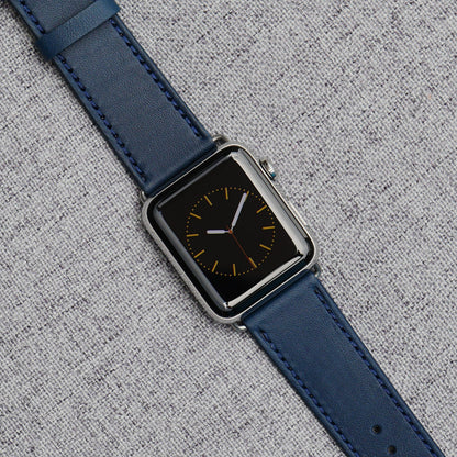 Band für Apple Watch aus edlem Leder – Cobalt Blau, stilvoll und bequem