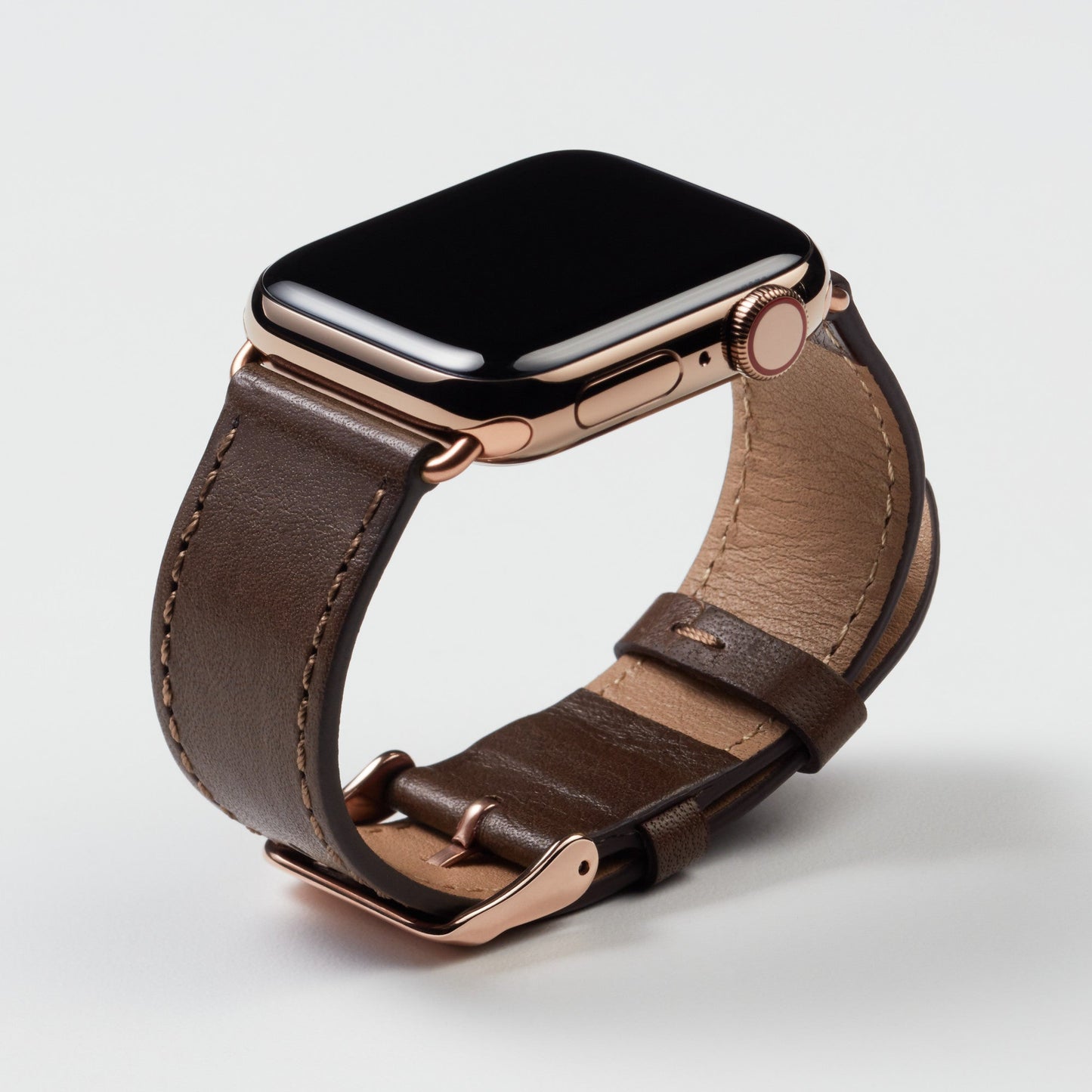 Élégante bandoulière en cuir de luxe pour Apple Watch - Couleur café mocha
