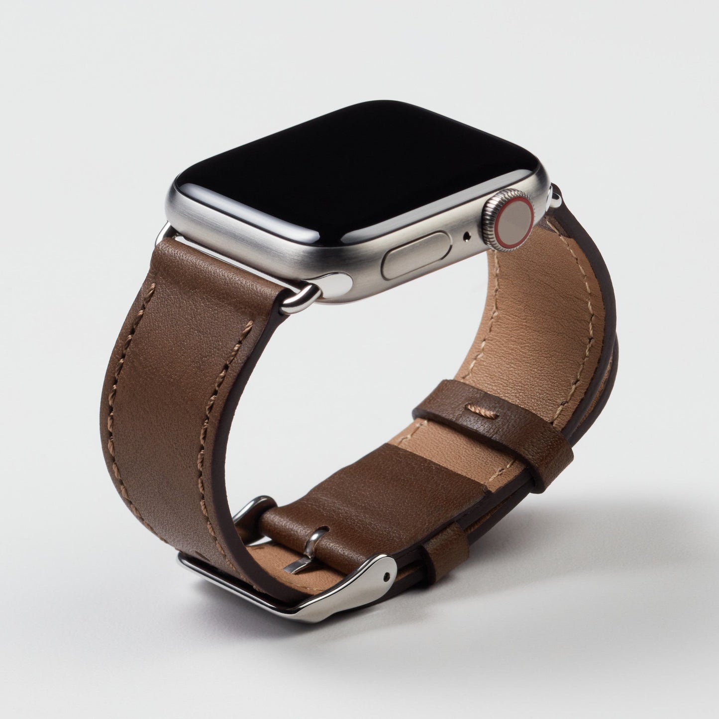 Élégante bandoulière en cuir de luxe pour Apple Watch - Couleur café mocha