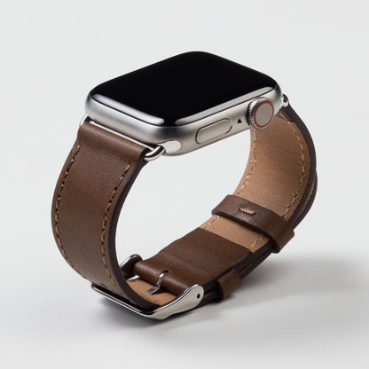 Élégante bandoulière en cuir de luxe pour Apple Watch - Couleur café mocha