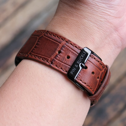 Nouvelles Bracelets en Cuir Embossé pour Apple Watch – Éclat Mahogany