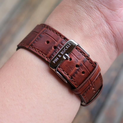 Nouvelles Bracelets en Cuir Embossé pour Apple Watch – Éclat Mahogany