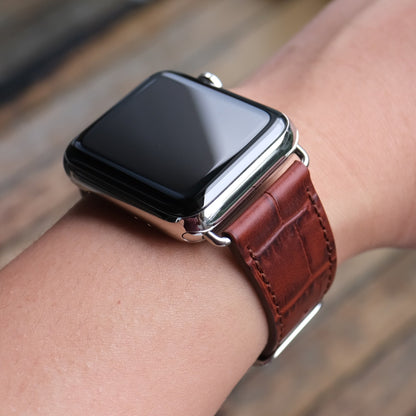 Nouvelles Bracelets en Cuir Embossé pour Apple Watch – Éclat Mahogany