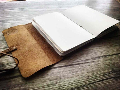 Saddle Button Leather Bound Notebook