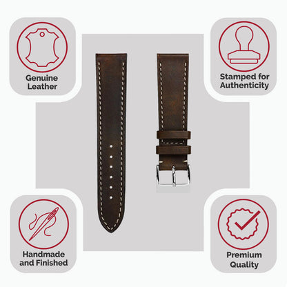 Rochefort Flat Patina Calf Leather Watch Strap - Fauve