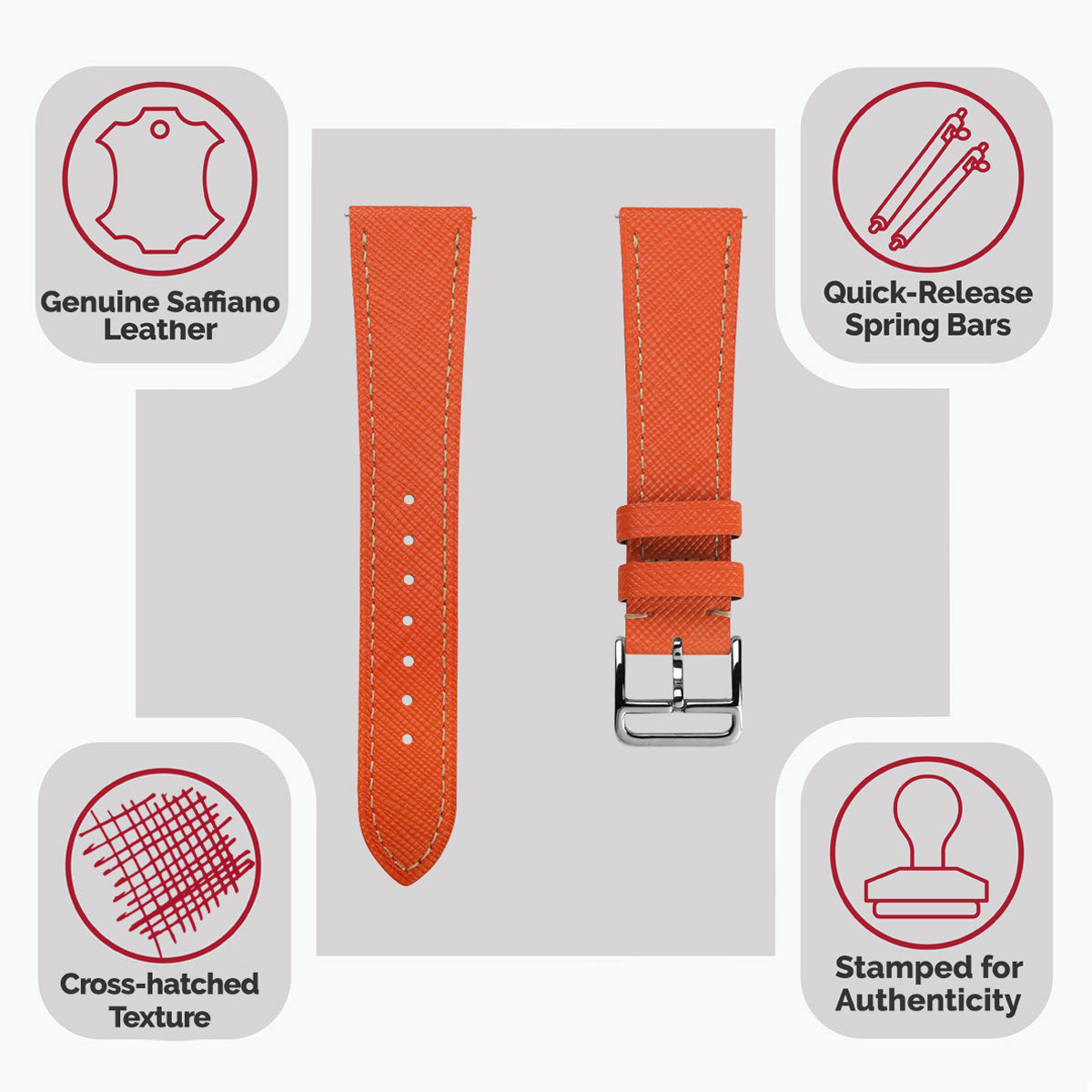 Brixham Saffiano Lederarmband - Sevilla Orange