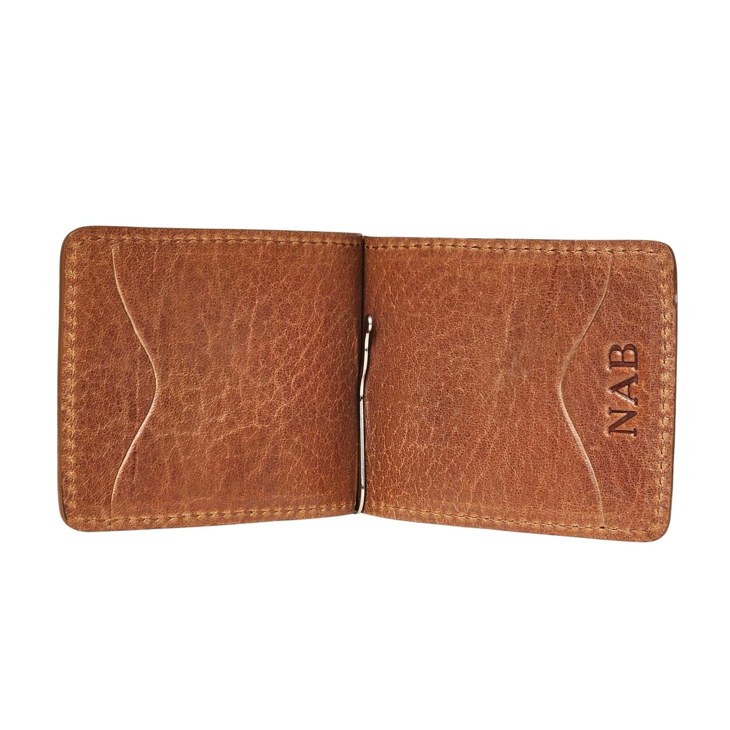 The Pinnacle Wallet - Cognac Slim Money Clip Pebble Grain Leather Wallet