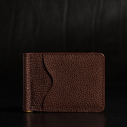 The Pinnacle Wallet - Cognac Slim Money Clip Pebble Grain Leather Wallet