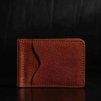 The Pinnacle Wallet - Cognac Slim Money Clip Pebble Grain Leather Wallet