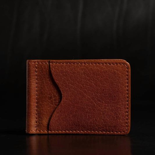 The Pinnacle Wallet - Cognac Slim Money Clip Pebble Grain Leather Wallet
