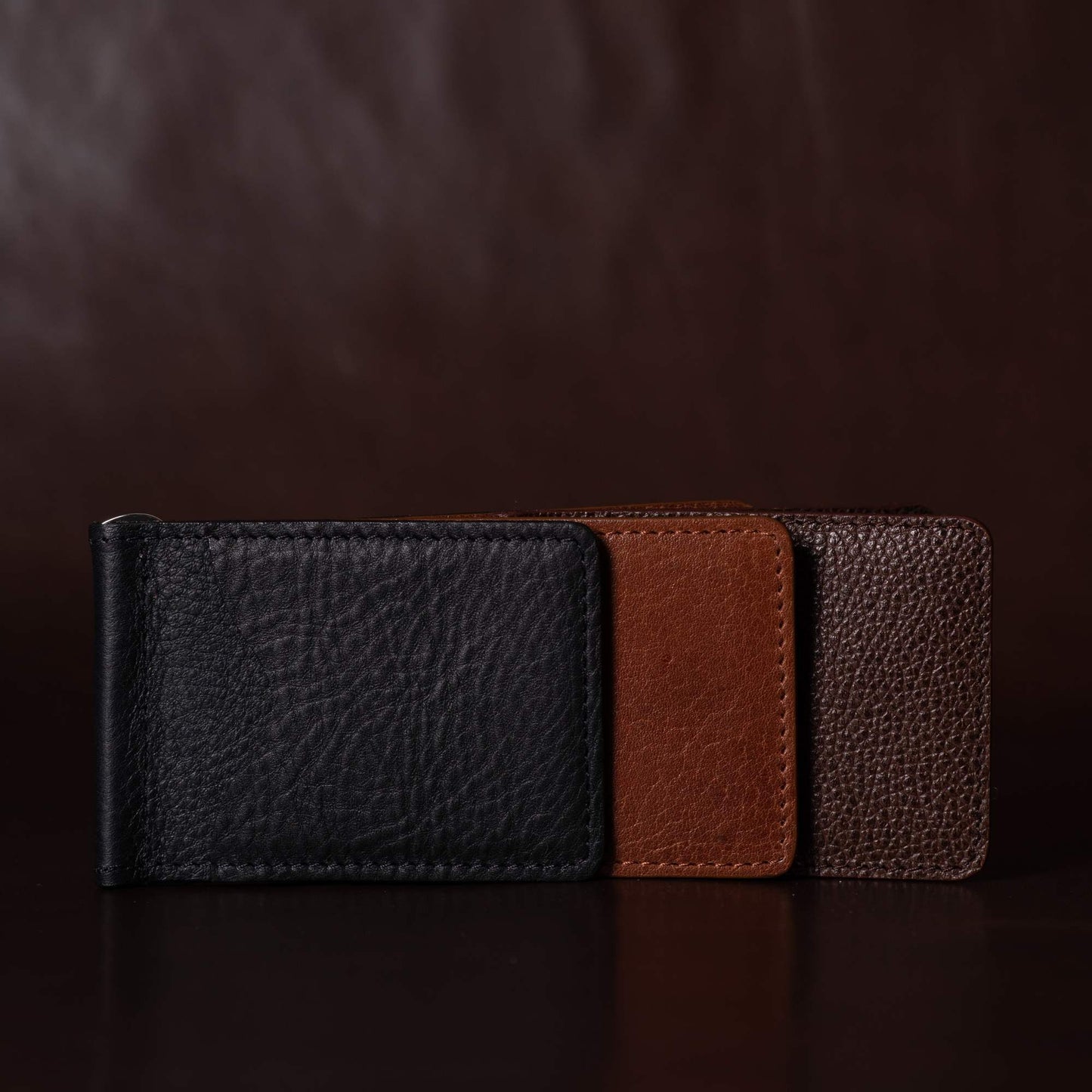 The Pinnacle Wallet - Cognac Slim Money Clip Pebble Grain Leather Wallet