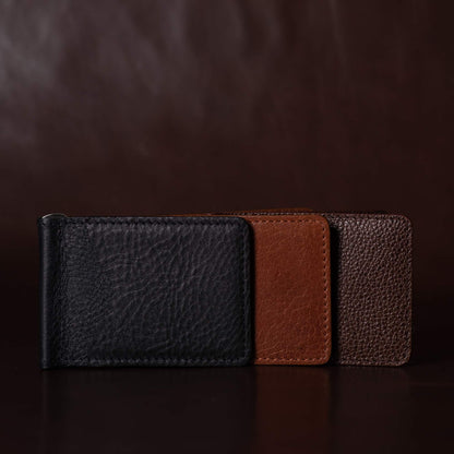 The Pinnacle Wallet - Cognac Slim Money Clip Pebble Grain Leather Wallet