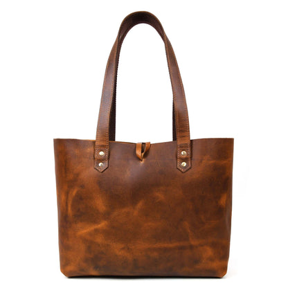 Tolredo - Cognac Leather Tote Bag with Leather Closure