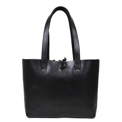 Tolredo - Black Leather Tote Bag with Leather Closure