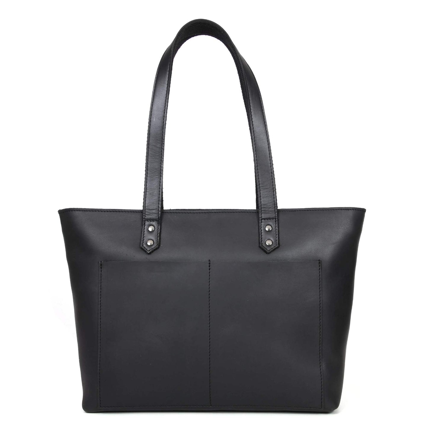 Classic Black Leather Tote Bag