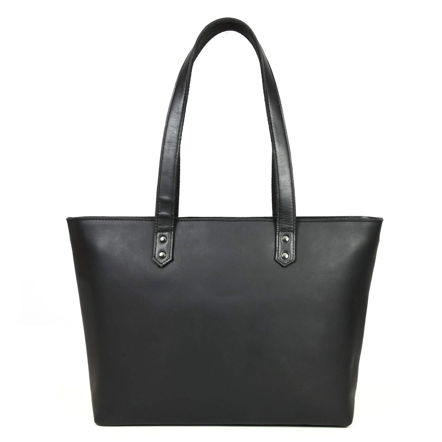 Classic Black Leather Tote Bag