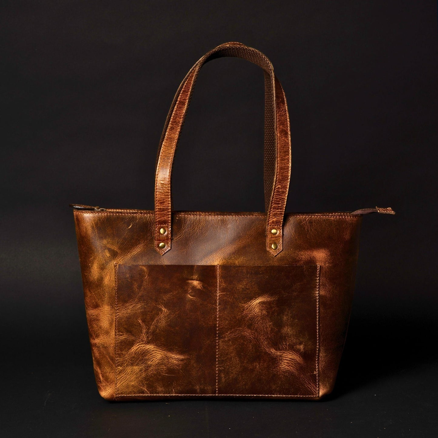 Classic Cognac Leather Tote Bag