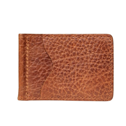 The Pinnacle Wallet - Cognac Slim Money Clip Pebble Grain Leather Wallet