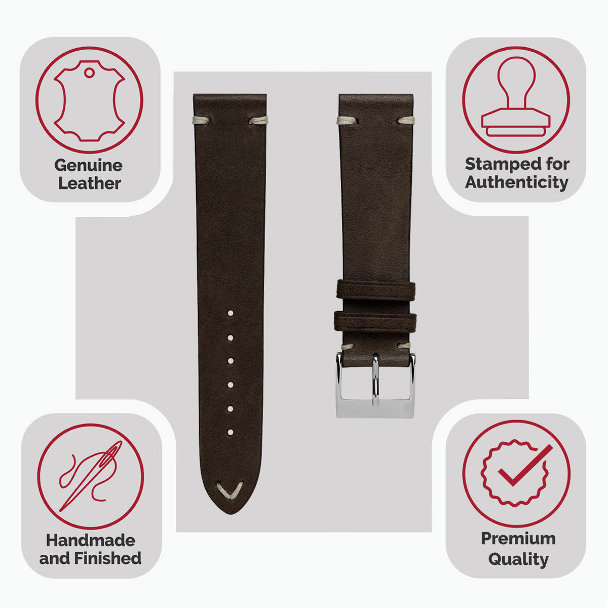 Vintage Cavallo Horse Leather Watch Strap - Cacao