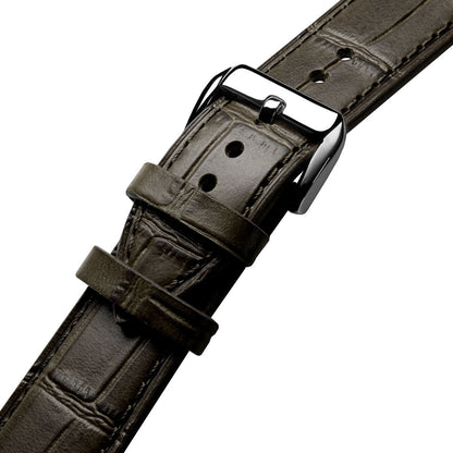 Bracelet de Montre en Cuir Artisanal Louvain Croc - Vert Olive Élégant