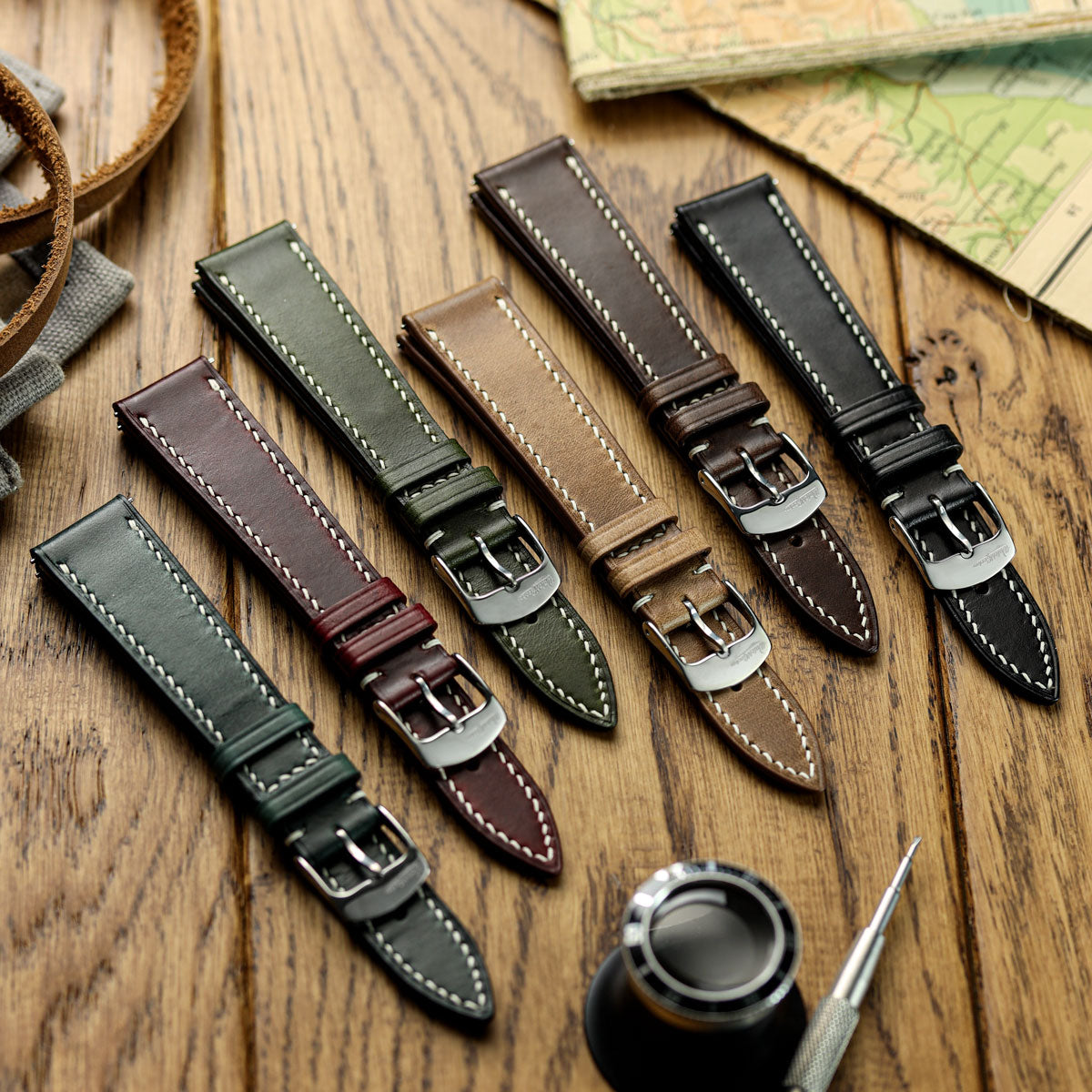 Genuine Horween Chromexcel® Hand-Stitched Watch Strap - Light Brown