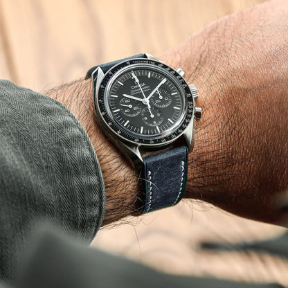 Bourton Hand-Stitched Genuine Italian Leather Watch Strap - Dark Blue